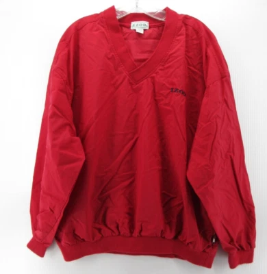 VINTAGE Izod Jacket Men Large Red Golf Windbreaker 90s Outdoor Pullover Nylon * - Image 1 of 4
