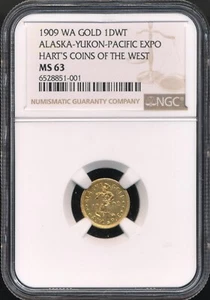 1909 WA Goldfrakt. 1DWT Alaska-Yukon-Pacific Expo Hart's Münzen des Westens NGC - Bild 1 von 2