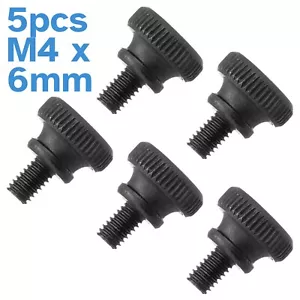 5pcs M4 x 6mm Black Steel Thumb Screws Knurled Head Nut Lock Clamp Hand Tighten - Picture 1 of 5