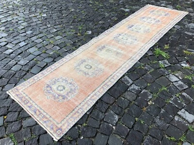 Oushak rug,Floor rug,Handmade rug,Vintage rug,Runner rug,Carpet 2,4 x 10 ft - Image 1 of 4