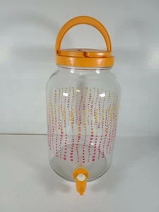 Retro Sun Tea Glass Beverage Dispenser Jar/Jug - Retro Polkadots/ Stripes - Picture 1 of 6
