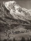 1925 Original ITALY Photo Gravure MT. BLANC Town Alps Landscape Art By HIELSCHER