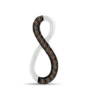 925 Sterling Silver Diamond Infinity Pendant Chocolate Brown Diamond Love Knot - Picture 1 of 5