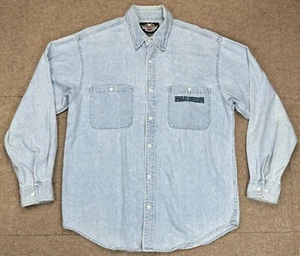 Camisa vaquera Harley Davidson vintage con botones manga larga para hombre talla grande - Imagen 1 de 16