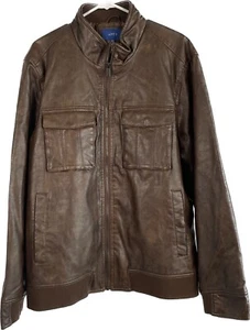 Apt 9 Faux Leather Bomber Jacket Coat Brown Size XXL Very Nice! - Picture 1 of 6