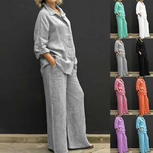 Bettwäsche Aus Baumwolle Frauen Herbst Gelegenheitsanzüge Vintage Solid
