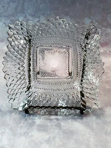 Depressionsglas Bundesglas Diamond Point gekräuselt Bonboniere, ca. 1947 - Bild 1 von 10