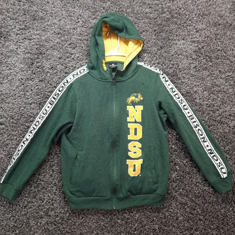 NDSU Hoodie Youth Large Green Sweatshirt Bison Jacket Full Zip North Dakota Cover