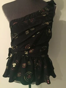 ILC Black Embroidered Women Top Blouse Size 10 NWT - Picture 1 of 10