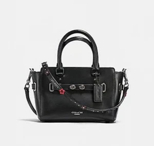 MINI BOLSO DE MANO BLAKE EN CUERO NATURAL REFINADO CON CORREA DE APLIQUES FLORALES (COACH) - Imagen 1 de 5