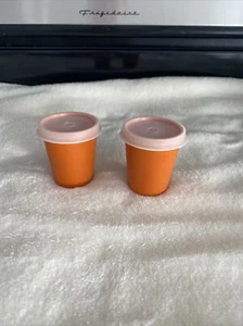 Vintage Tupperware (2) Midgets 2 Oz Harvest Orange  #101-21 Lids Rare Combo - Picture 1 of 4