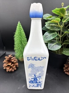 Vintage, Vandermint, weißes Glas, blaue Windmühle, Schnapsflasche/Dekanter, Holland - Bild 1 von 5
