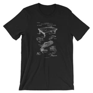 Billiards Table Patent T-Shirt. Pool Table Premium Shirt 100% Soft Cotton Tee - Picture 1 of 9