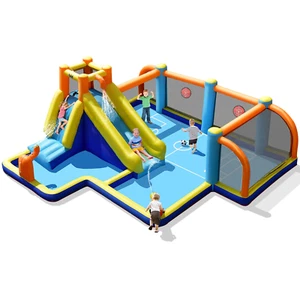 Giant Soccer-Themed Inflatable Water Slide Bouncer W/ Splash Pool without Blower - Picture 1 of 12