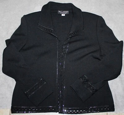ST JOHN EVENING BY MARIE GREY GORGEOUS JACKET BEADED JEWELED BLACK SIZE 8 - Image 1 of 4