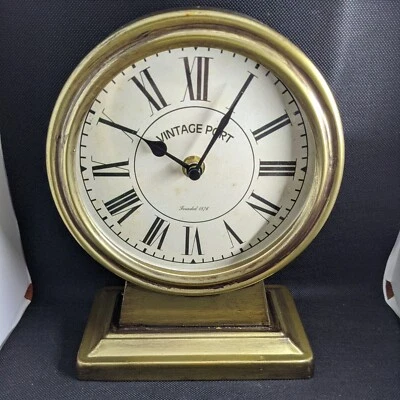 Retro Table Clock Vintage Gold Silent Non-Ticking Battery Operated Rustic #632 - Image 1 of 4