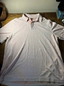 Men's Johnston & Murphy pink striped polo short sleeve shirt, L, modal/poly blen - Picture 1 of 10