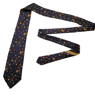 Corbata Salvatore Ferragamo Para Hombre Azul Estampado Urbano Seda Hecha a Mano en Italia Foto 1 de 4