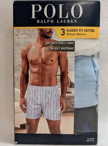 POLO Herren Unterwäsche gewebte Baumwolle Boxershorts Ralph Lauren 3er Pack einfarbig SM MED - Bild 1 von 10