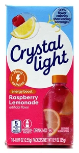 4 10-Packet Boxes Crystal Light Energy Boost Raspberry Lemonade Drink Mix - Picture 1 of 8