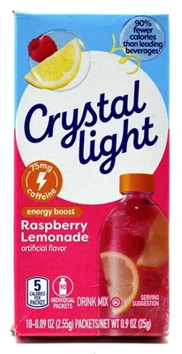 4 10-Packet Boxes Crystal Light Energy Boost Raspberry Lemonade Drink Mix - Image 1 of 4