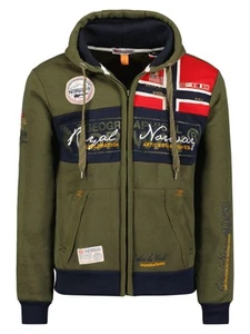 Geographical Norway Sweatshirt Flyer Hoodie Khaki Man - Picture 1 of 5