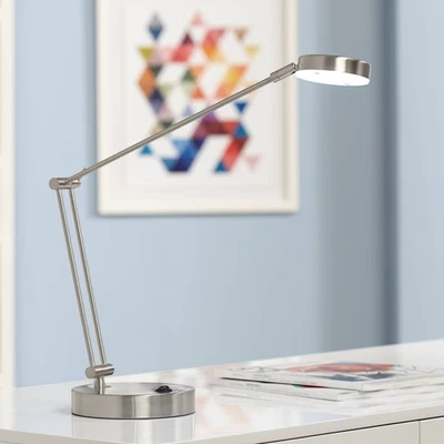 Jarrett Modern Desk Lamp 19" High Nickel LED Adjustable for Bedroom Living Room - Image 1 of 4