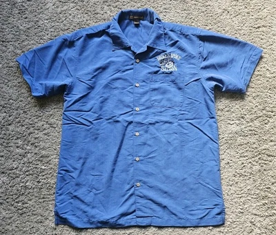 Рубашка на пуговицах мужская Harriton Broken Spokes Saloon синяя мотоциклетная размер большой - Изображение 1 из 4