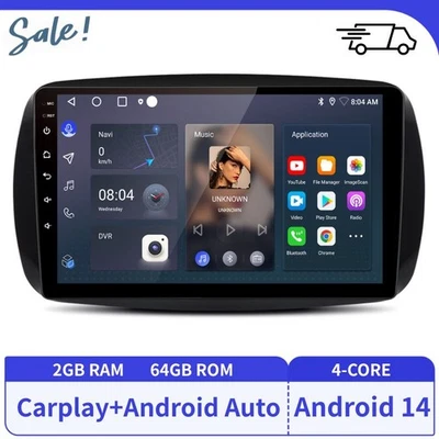 Carplay Android 14 Autoradio GPS Navi WIFI BT DAB+ Für Mercedes Benz Smart 2+64G - Bild 1 von 4