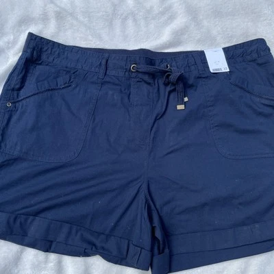 BNWT George Ladies Size 22 Navy Blue Pull On Shorts With A Choice Of Leg Length - Image 1 of 4