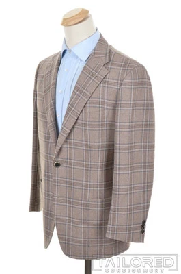 Blazer Chaqueta Abrigo Deportivo CORNELIANI Beige Cuadros Lana Cachemira - EU 52 / US 42 R Foto 1 de 4