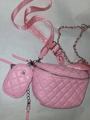 Steve Madden Crossbody Purse Hot Pink Quilted Pattern - Image 1 of 2