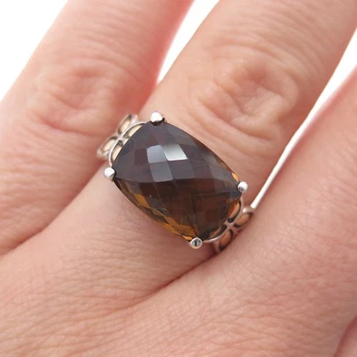 Кольцо JOHN HARDY из 18-каратного золота 925 пробы с настоящим дымчатым кварцем размер 6 - Изображение 1 из 4