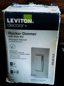 Leviton Decora+ Wippe Dimmer Lichtschalter mit Schiebeleiste DSL06-LG hellgrau - Bild 1 von 6