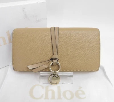 Auténtica billetera larga plegable de cuero con alfabeto Chloe S#48126 Foto 1 de 4