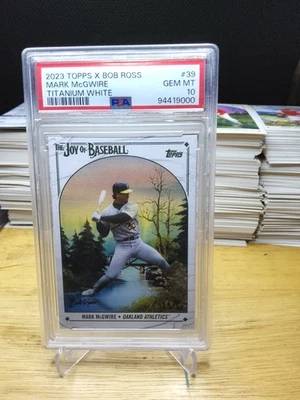 Mark McGwire Topps X Bob Ross Joy of Baseball Titanio Blanco/35 PSA 10 Foto 1 de 2