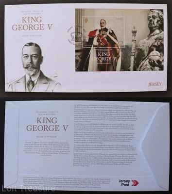 Jersey Stamps: "Queen Victoria Legacy-King George V" FDC £2.00 Mini Sheet 2016 - Image 1 of 3