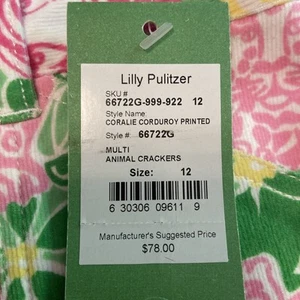 Lily Pulitzer 66722G Size 12 Coralie Corduroy Printed “Animal Crackers” - Picture 1 of 17