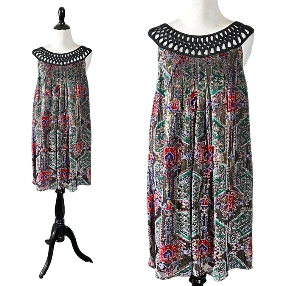 Anthropologie Moulinette Soeurs Silk Linnea Velvet Devour Dress Size Medium - Image 1 of 4
