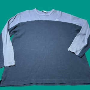 Nike Waffle Knit Thermo Shirt Herren XL Swoosh Vintage Y2K Grau Etikett Langarm - Bild 1 von 6