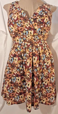 American Rag Brown Floral Print Women’s 1X Dress Sundress Plus Size - Image 1 of 4