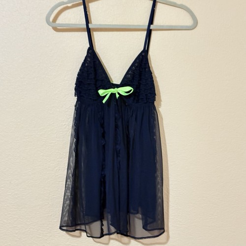 UNDERCOVER Victoria’s Secret Sexy Little Things Babydoll L Nero Fiocco Neon Nuovo con etichette Fuori Produzione