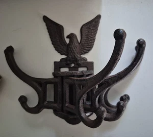 Cast Iron Wall Mount Eagle with 6 Swivel Coat Hooks Woodland Creek - Picture 1 of 6