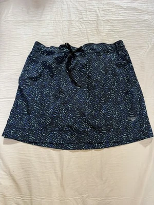 Speedo Women’s Swim Skirt Black Blue Print Size Large L Inner Shorts Drawstring - Image 1 of 4