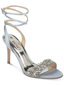 BADGLEY MISCHKA Womens White Jen Almond Toe Stiletto Sandals Shoes 6.5 - Picture 1 of 2