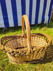 Wicker Basket with Handle – Handwoven Oval Willow Basket for Home Decor - Picture 1 of 7