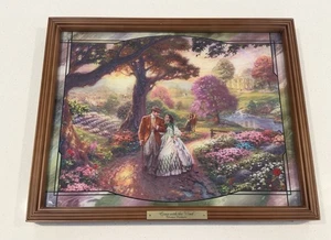 Vetro colorato illuminato Thomas Kinkade NON TESTATO Via col vento arte incorniciata - Foto 1 di 15