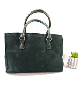 Patricia Nash Dark Green Leather Brushed Italian Nubuck Primrose Satchel Handbag - Imagen 1 de 13