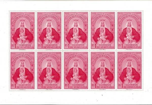 Venezuela: 1952; Scott 643, MNH, Mini sheet of 10, Good, EBV671 - Picture 1 of 2