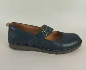 Clarks Mary Jane Shoes Womens 5 Navy Leather Flat Comfort Work Unstructured - Picture 1 of 14